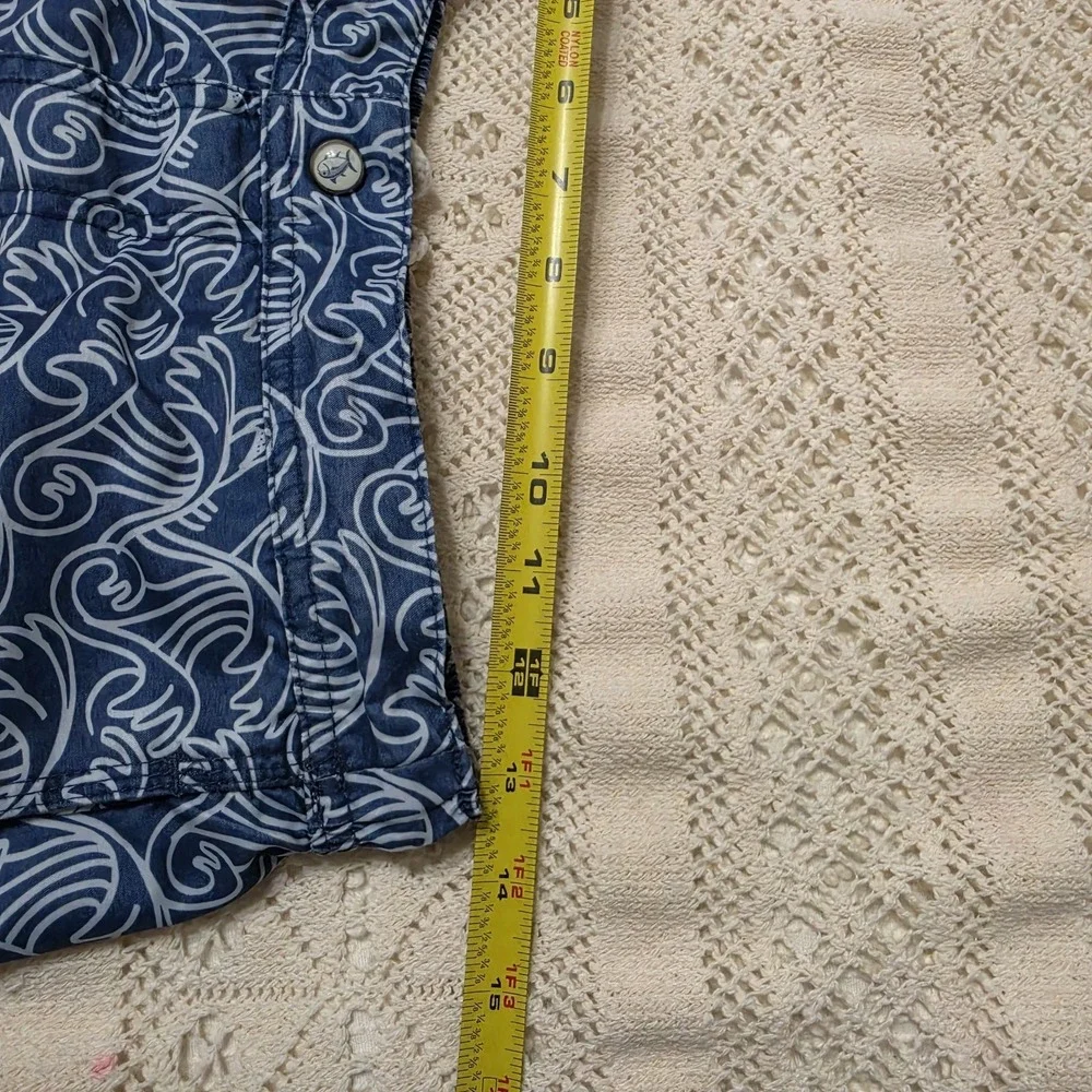 Southern Tide Stretch Mens Size Small Wave Print Swim Trunks Blue White‎